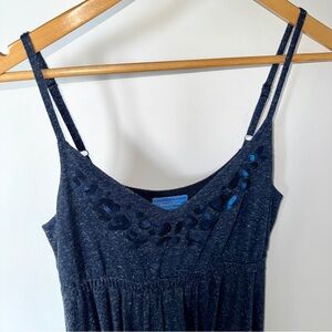 Simply Vera Spaghetti Strap Dress Mermaidcore Sequins Sharkbite Hem Blue Size XS